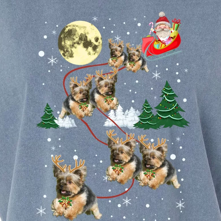 Funny Reindeer Yorkie Xmas Christmas Dog Lovers Gift Garment-Dyed Women's Muscle Tee