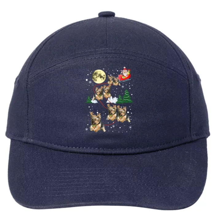 Funny Reindeer Yorkie Xmas Christmas Dog Lovers Gift 7-Panel Snapback Hat