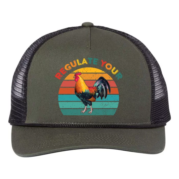 Funny Regulate Your Rooster Chicken Retro Vintage Gift Retro Rope Trucker Hat Cap