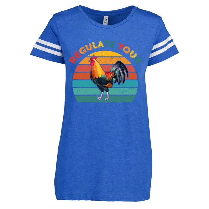 Funny Regulate Your Rooster Chicken Retro Vintage Gift Enza Ladies Jersey Football T-Shirt