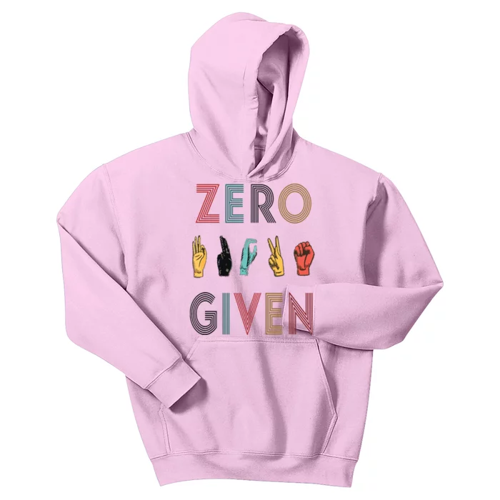 Funny Rude Zero Fucks Given Sign Language ASL Vintage Deaf Kids Hoodie