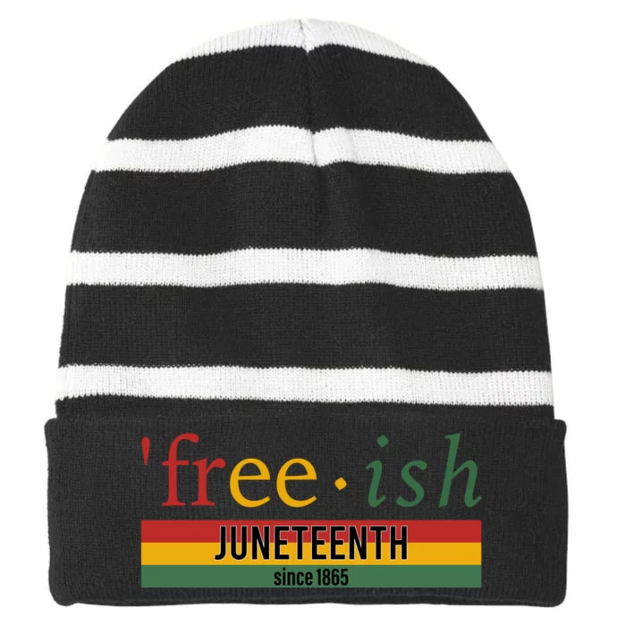 Freeish Since 1865 With Pan African Flag For Juneteenth Striped Beanie with Solid Band