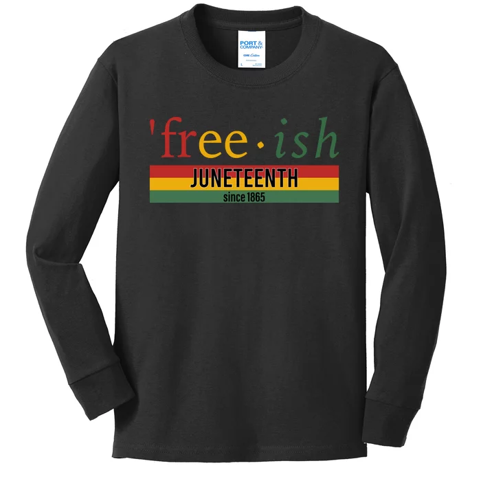 Freeish Since 1865 With Pan African Flag For Juneteenth Kids Long Sleeve Shirt