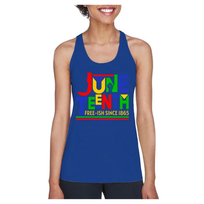 Freegiftish Since 1865 Melanin Black History Juneteenth African Gift Women's Racerback Tank