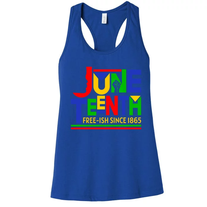 Freegiftish Since 1865 Melanin Black History Juneteenth African Gift Women's Racerback Tank