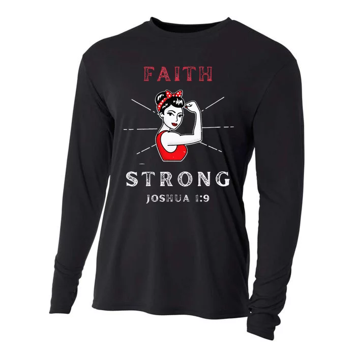 Faith Strongjoshua 19 Inspirational Bible Verse Cooling Performance Long Sleeve Crew