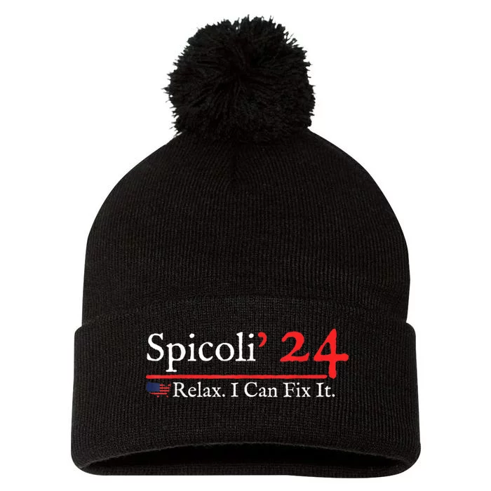 Funny Distressed Spicoli 24 Spicoli 2024 relax I can fix it Pom Pom 12in Knit Beanie