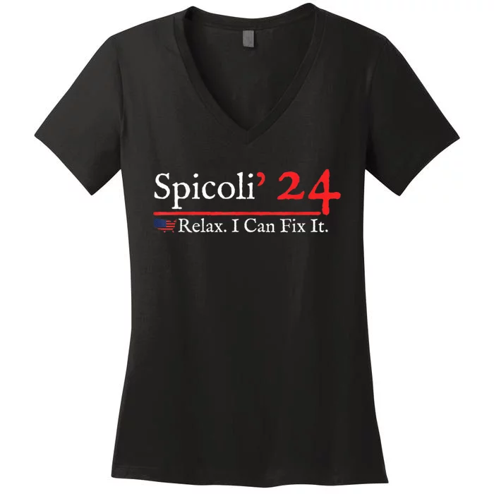 Funny Distressed Spicoli 24 Spicoli 2024 relax I can fix it Women's V-Neck T-Shirt