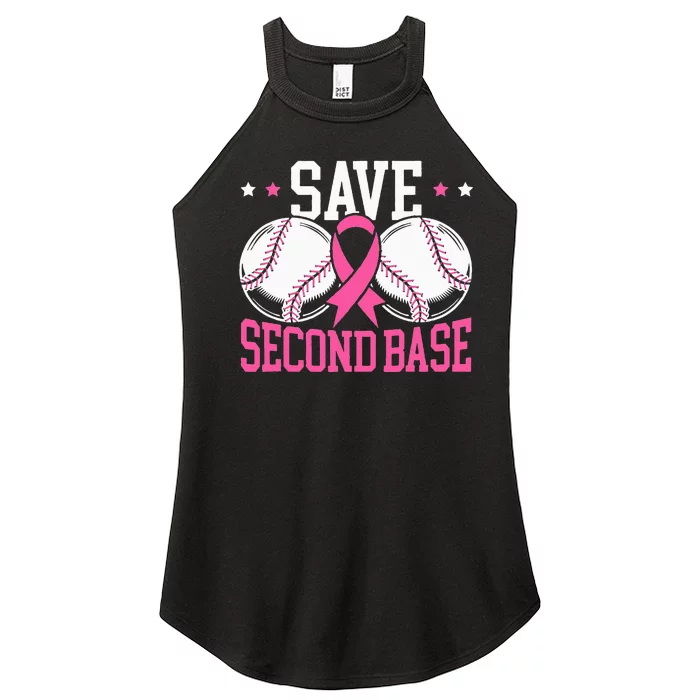 Funny Save 2nd Base Baseball Player Breast Cancer Awareness Women’s Perfect Tri Rocker Tank