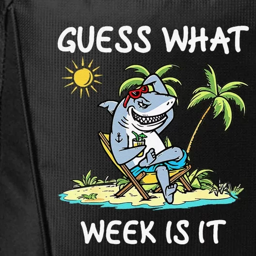 Funny Shark 2024 Week Guess What Week Is It Shark Lover Gift City Backpack