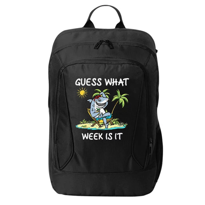 Funny Shark 2024 Week Guess What Week Is It Shark Lover Gift City Backpack