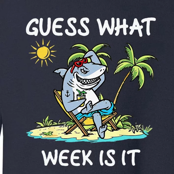 Funny Shark 2024 Week Guess What Week Is It Shark Lover Gift Toddler Sweatshirt