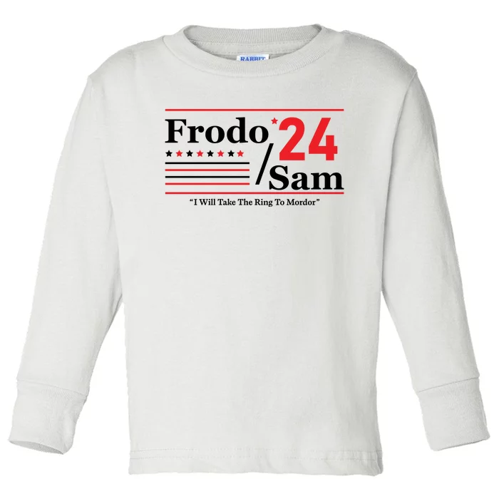 Frodo Sam 2024 I Will Take The Ring To Mordor Funny Toddler Long Sleeve Shirt