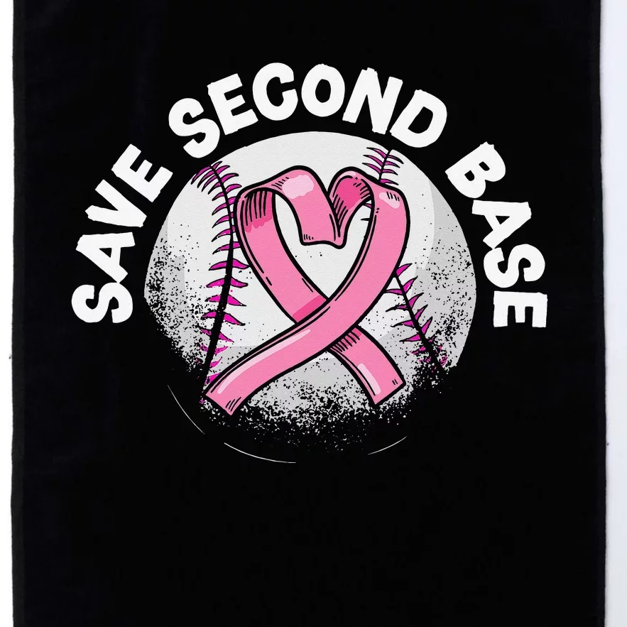 Funny Save 2nd Base Baseball Player Breast Cancer Awareness Platinum Collection Golf Towel