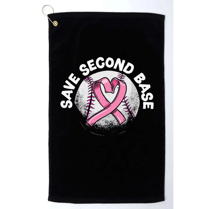 Funny Save 2nd Base Baseball Player Breast Cancer Awareness Platinum Collection Golf Towel