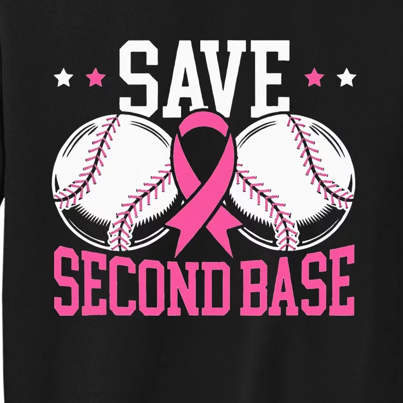 Funny Save 2nd Base Baseball Player Breast Cancer Awareness Sweatshirt