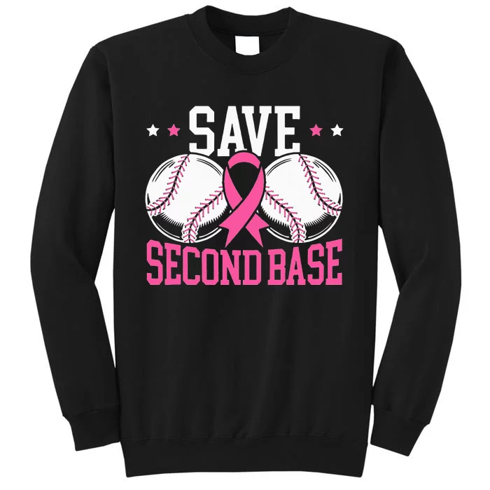 Funny Save 2nd Base Baseball Player Breast Cancer Awareness Sweatshirt