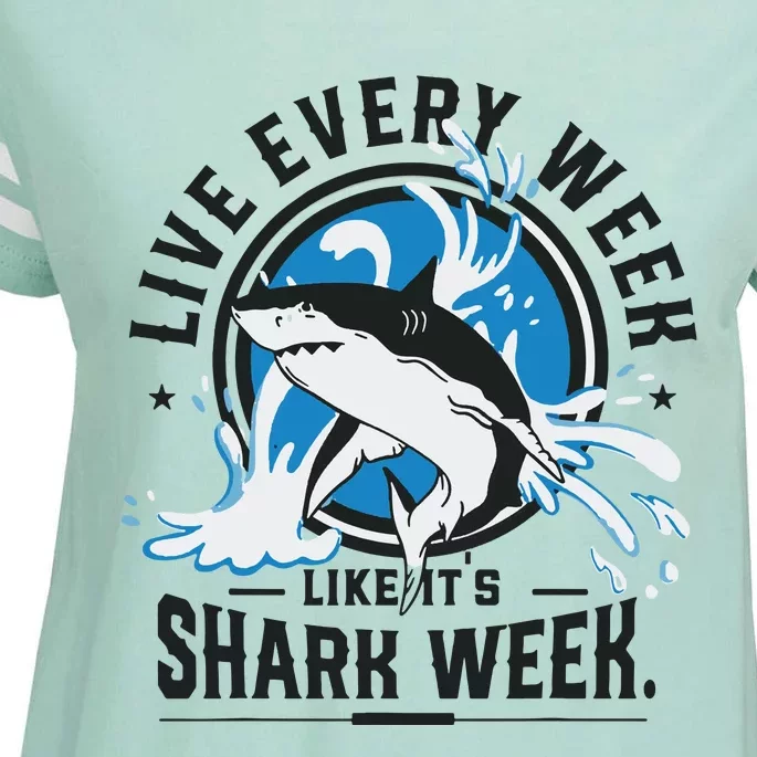 Funny Shark 2024 Week Guess What Week Is It Shark Lover Gift Enza Ladies Jersey Football T-Shirt