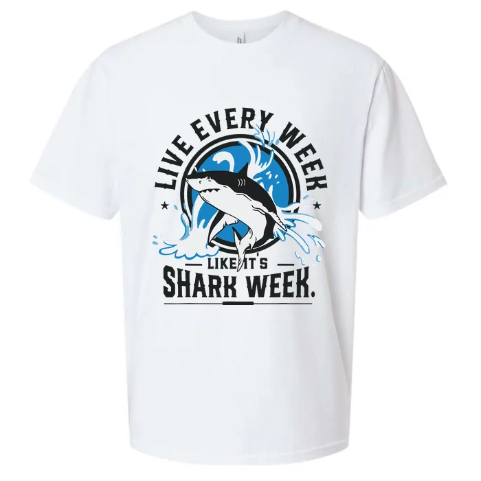 Funny Shark 2024 Week Guess What Week Is It Shark Lover Gift Sueded Cloud Jersey T-Shirt