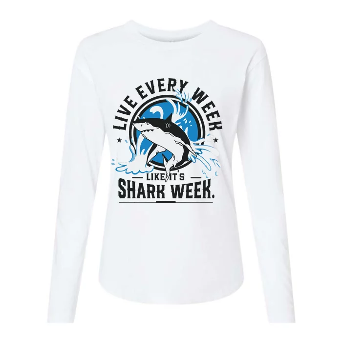 Funny Shark 2024 Week Guess What Week Is It Shark Lover Gift Womens Cotton Relaxed Long Sleeve T-Shirt