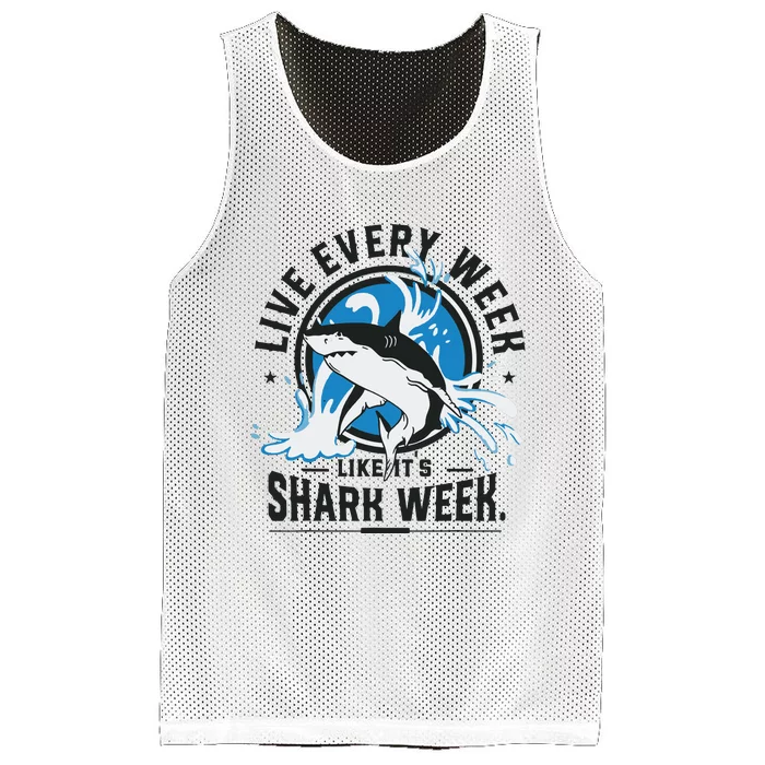 Funny Shark 2024 Week Guess What Week Is It Shark Lover Gift Mesh Reversible Basketball Jersey Tank