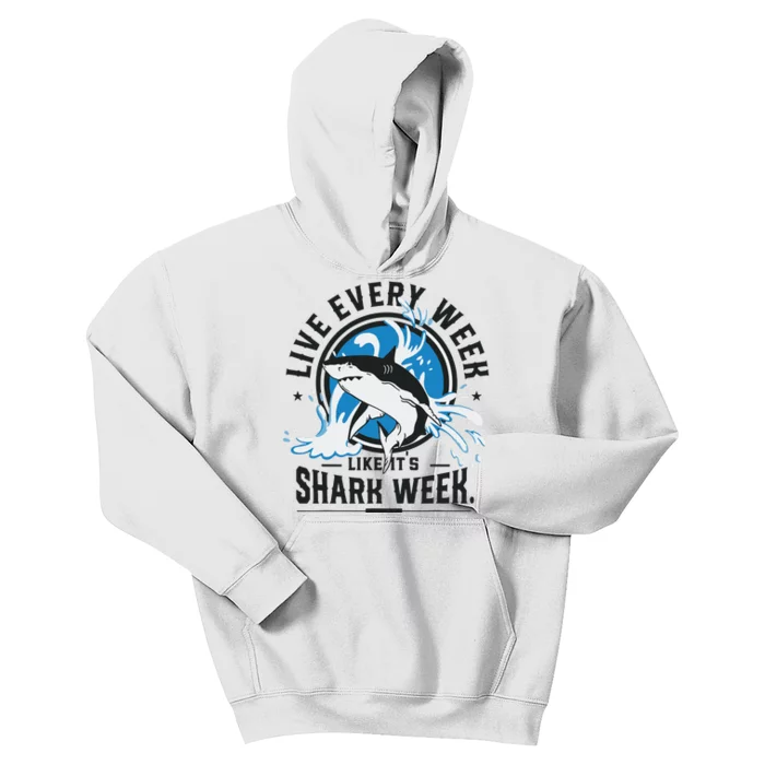 Funny Shark 2024 Week Guess What Week Is It Shark Lover Gift Kids Hoodie