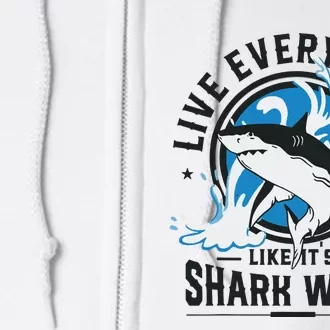 Funny Shark 2024 Week Guess What Week Is It Shark Lover Gift Full Zip Hoodie