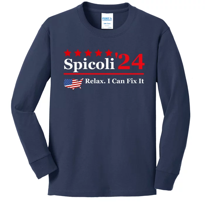 Funny Spicoli 24, Spicoli 2024 Relax I Can Fix It Kids Long Sleeve Shirt