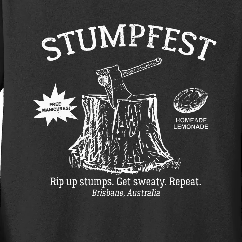 Funny Stumpfest 2023 Brisbane Get Sweaty Kids Long Sleeve Shirt