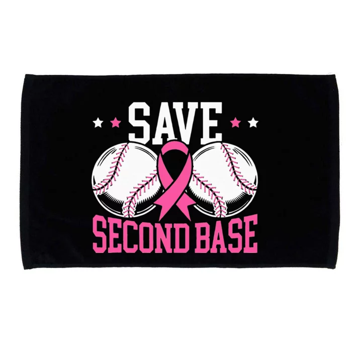 Funny Save 2nd Base Baseball Player Breast Cancer Awareness Microfiber Hand Towel