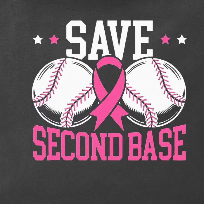 Funny Save 2nd Base Baseball Player Breast Cancer Awareness Zip Tote Bag