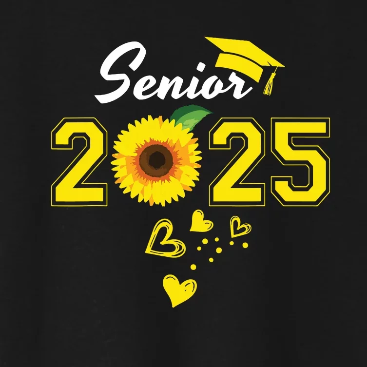 Funny Senior 2025 Funny Graduation Sunflower Class Of 2025 Women's Crop Top Tee