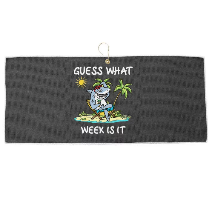 Funny Shark 2024 Week Guess What Week Is It Shark Lover Gift Large Microfiber Waffle Golf Towel