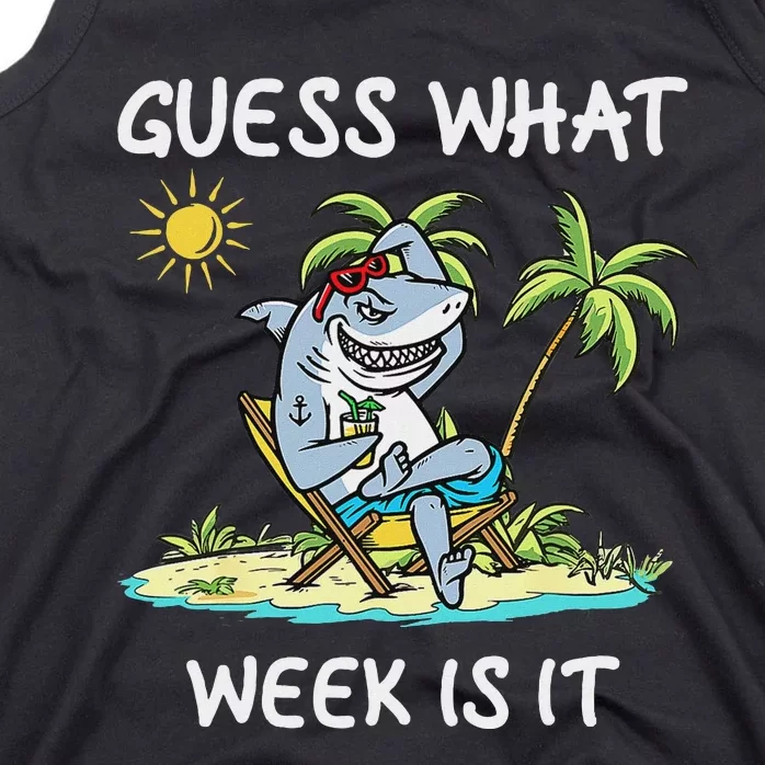 Funny Shark 2024 Week Guess What Week Is It Shark Lover Gift Tank Top