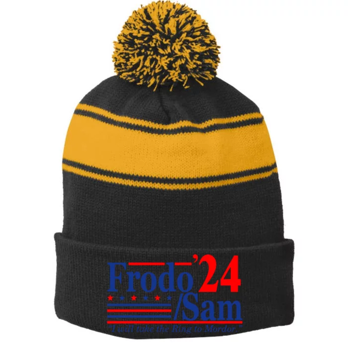 Frodo Sam 2024 Funny Movie Quote Stripe Pom Pom Beanie