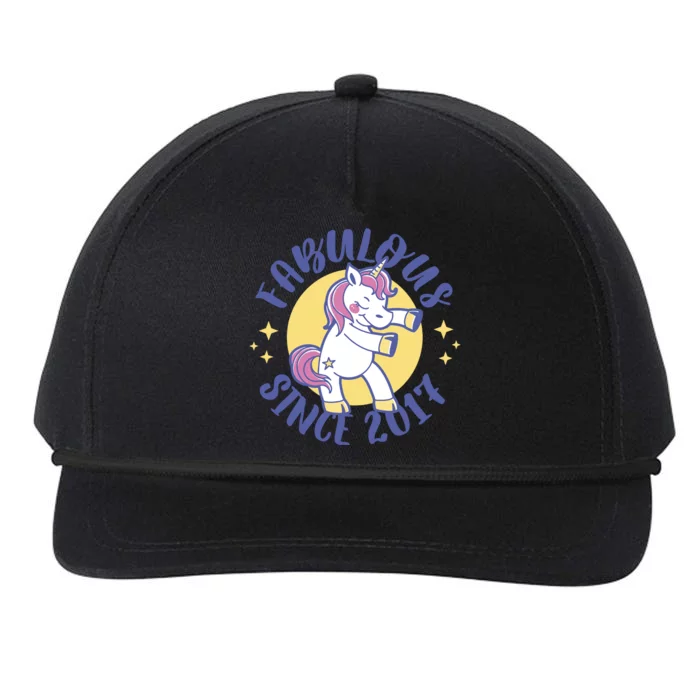 Fabulous Since 2017 Unicorn Cute Birthday Snapback Five-Panel Rope Hat