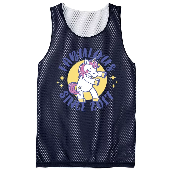 Fabulous Since 2017 Unicorn Cute Birthday Mesh Reversible Basketball Jersey Tank