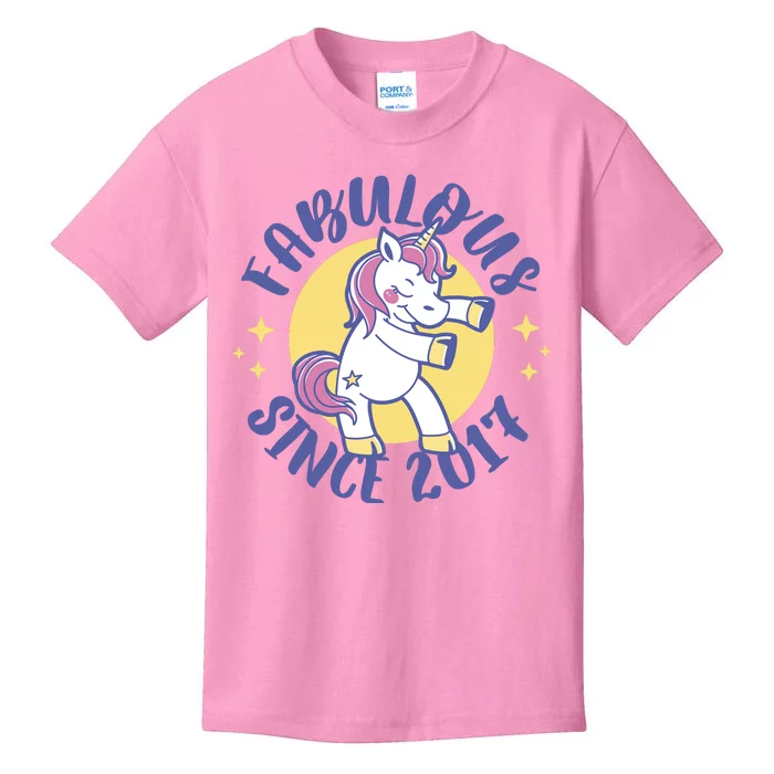 Fabulous Since 2017 Unicorn Cute Birthday Kids T-Shirt