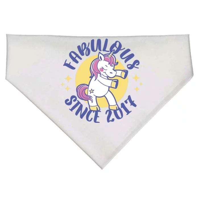 Fabulous Since 2017 Unicorn Cute Birthday USA-Made Doggie Bandana