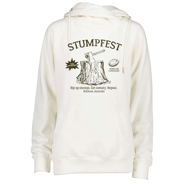 Funny Stumpfest 2023 Brisbane Get Sweaty Womens Funnel Neck Pullover Hood