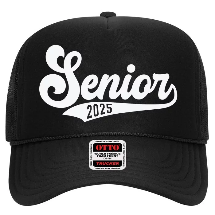 Funny Senior 2025 High Crown Mesh Trucker Hat