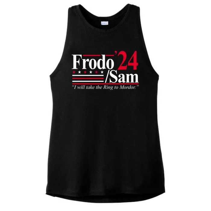 Frodo Sam 2024 I Will Take The Ring To Mordor Ladies Tri-Blend Wicking Tank