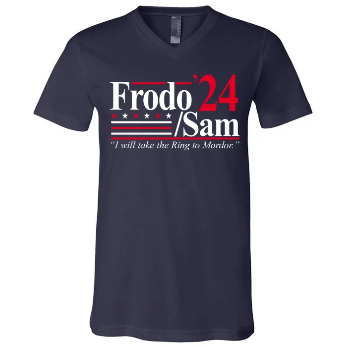 Frodo Sam 2024 I Will Take The Ring To Mordor V-Neck T-Shirt