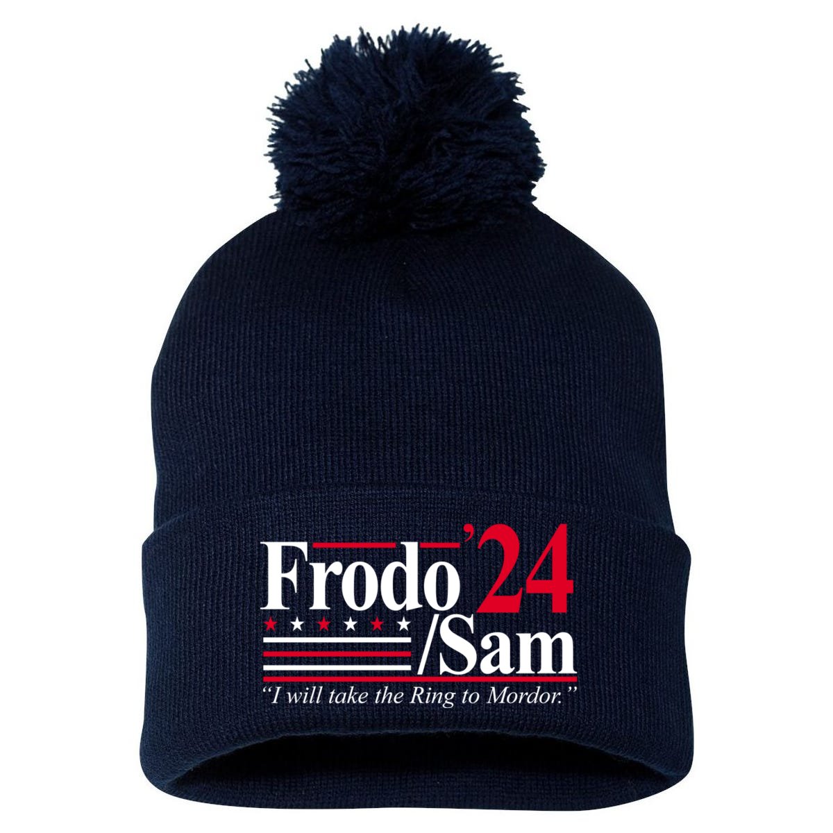 Frodo Sam 2024 I Will Take The Ring To Mordor Pom Pom 12in Knit Beanie