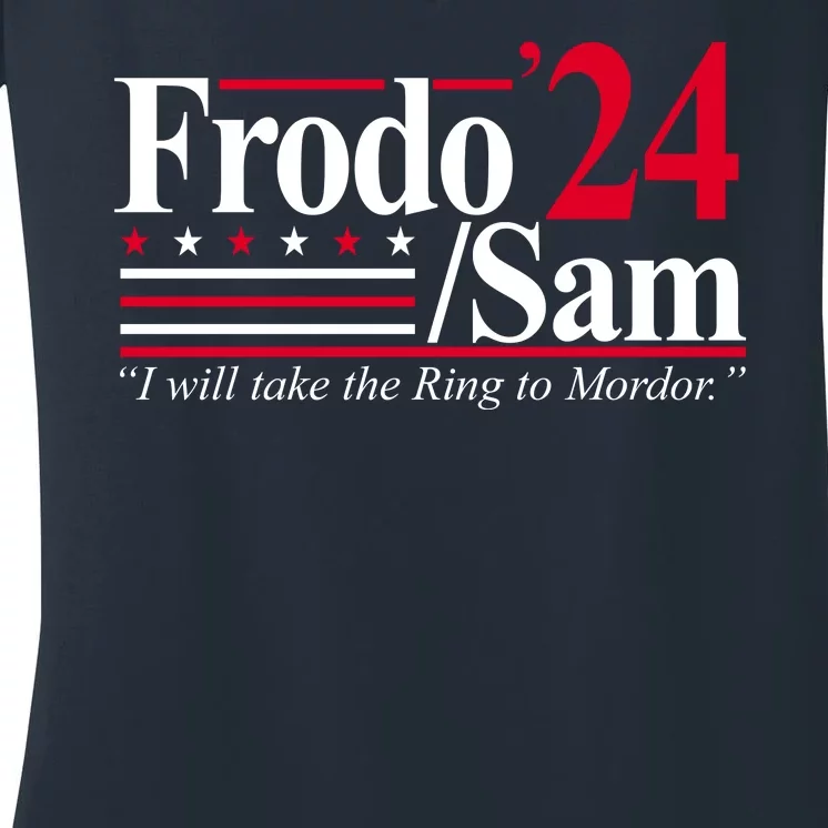 Frodo Sam 2024 I Will Take The Ring To Mordor Women's V-Neck T-Shirt