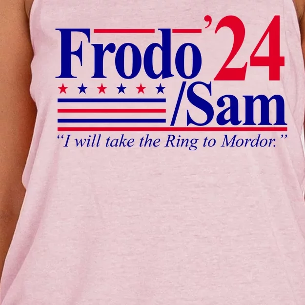 Frodo Sam 2024 I Will Take The Ring To Mordor Women's Knotted Racerback Tank