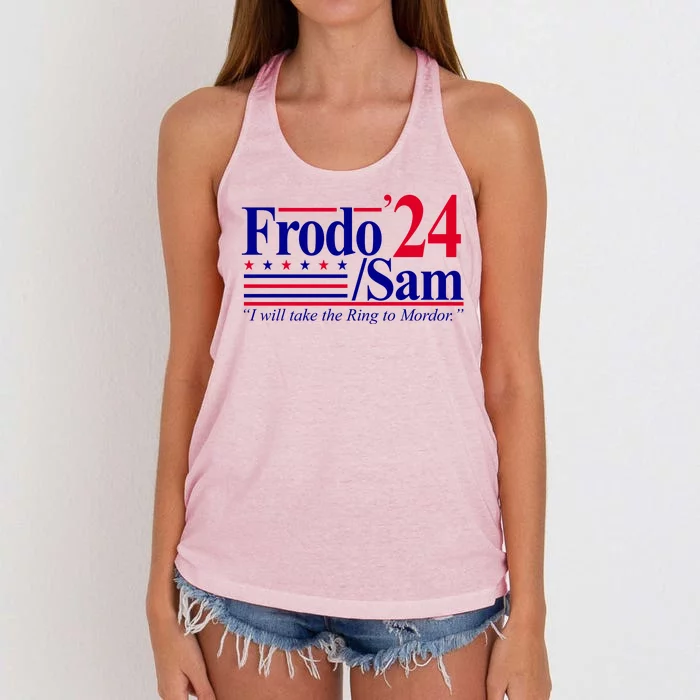 Frodo Sam 2024 I Will Take The Ring To Mordor Women's Knotted Racerback Tank