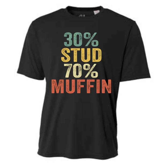 Funny Sarcastic 30% Stud 70% Muffin Retro Dad Father Figure Gift Cooling Performance Crew T-Shirt