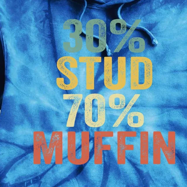 Funny Sarcastic 30% Stud 70% Muffin Retro Dad Father Figure Gift Tie Dye Hoodie