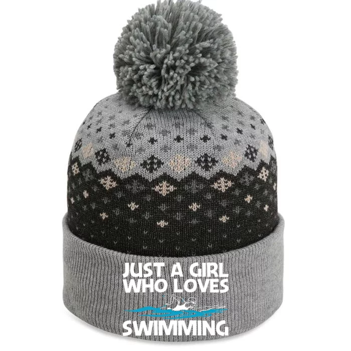 Funny Swimming Art Mom Swim Swimming Sport Swimmer Meaningful Gift The Baniff Cuffed Pom Beanie